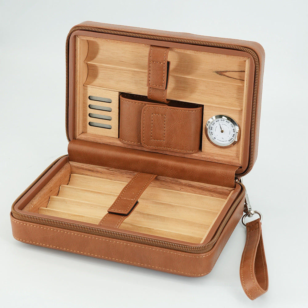 Cedar Wood Travel Cigar Case - Holds 6 Cigars